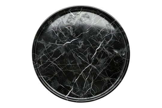 Black marbal plate isolated on transparent background