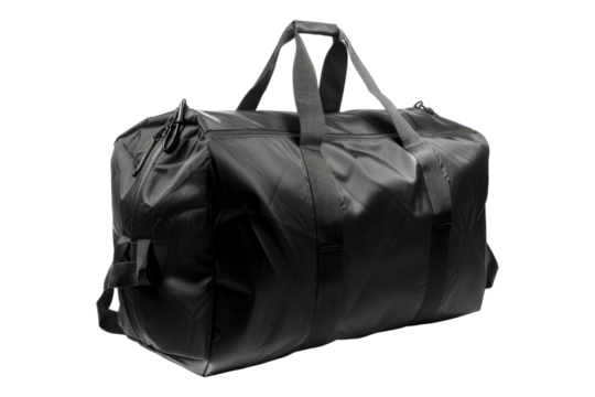 Black sport bag isolated on transparent background - Powered by Adobe