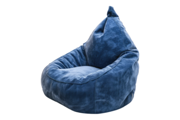 Blue bean bag chair isolated on transparent background