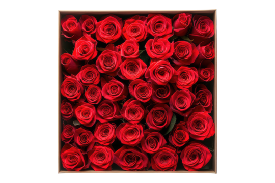 Box of red roses isolated on transparent back ground - Powered by Adobe