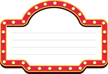 Retro lightbox billboard template, banner advertising, promotion and sale signs. Movie theater light frames.