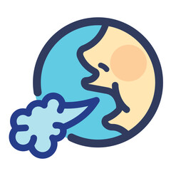 Burp and sigh colorful icon sign illustration with outline isolated on square white background. Simple flat cartoon art styled drawing.