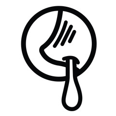 Snot from nose when having flu sickness icon illustration with black outline isolated on square white background. Simple flat nasal problem cartoon styled drawing.