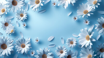 Daisies on a blue background.