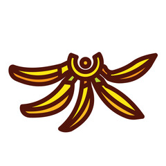 Colored yellow banana fruit group icon illustration with outline isolated on square white background. Simple flat cartoon styled healthy natural food drawing.