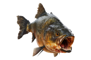 Fierce piranah fish isolated on transparent background