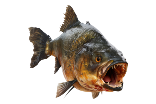 Fierce piranah fish isolated on transparent background