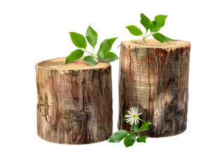 log stumps cut out transparent isolated on white background PNG file