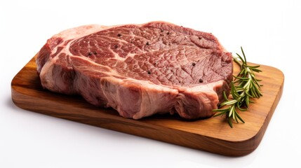 Close up beef rib eye steak  on white 