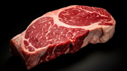 Close up beef rib eye steak  on white 