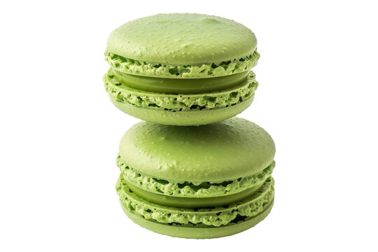 Green macrons isolated on transparent background