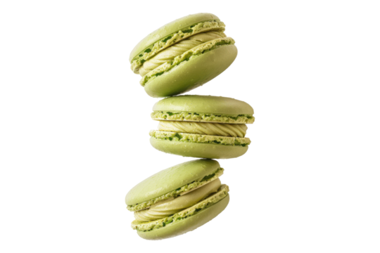 Green macrons isolated on transparent background