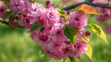 Obraz premium Close-up of vibrant Cherry Blossom in full bloom