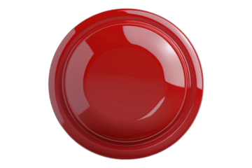 Red button isolated on transparent background