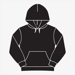 A sleek and fashionable hoodie vector silhouette with a white background.
