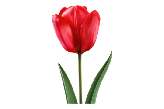 Red tulip flower isolated on transparent background