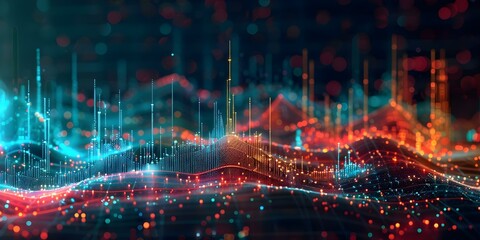 Fototapeta premium Create a colorful dynamic digital progress map of companys growth journey visually. Concept Growth Mapping, Progress Visualization, Company Journey, Colorful Dynamics, Digital Infographics