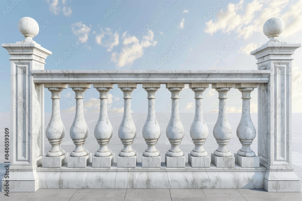 Poster balcony railing overlooking the ocean with a stunning view