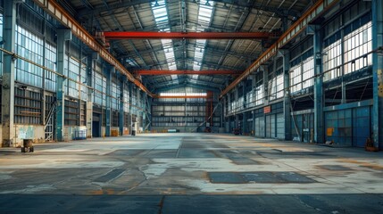 Obraz premium Large factory workshop space building 