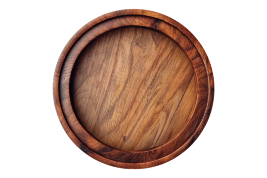 Wooden round frame isolated on transparent background