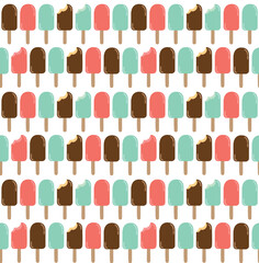Seamless pattern with cute colorful icecreams. Vector background with cold sweets.	