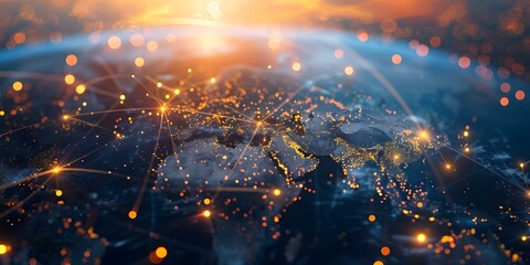 Cloud computing transfers data across global networks for remote data storage. Concept Cloud Computing, Data Transfer, Global Networks, Remote Storage, Technology