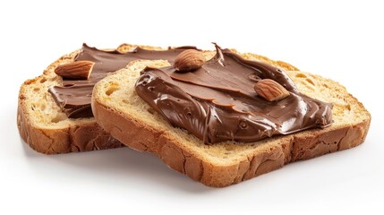 A slice of bread topped with rich and creamy chocolate spread
