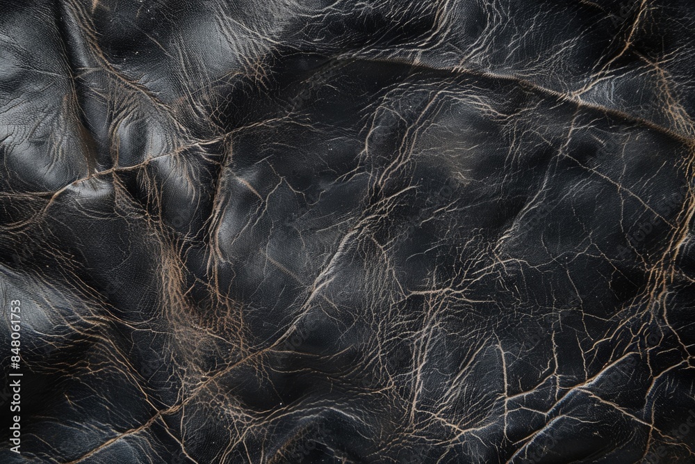 Poster high-quality image of a black leather texture in a close-up view, perfect for designs and graphics