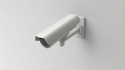 Highly detailed model of a modern surveillance camera mounted on a plain white background, showcasing security technology.