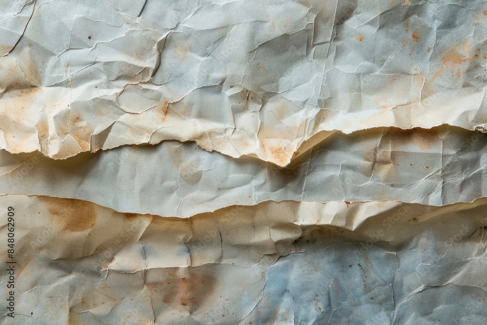 Poster a close-up view of a piece of paper lying flat on a table, with creases and folds visible