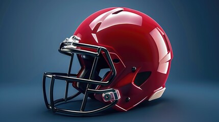 Fototapeta premium A close-up of a red football helmet on a blue background