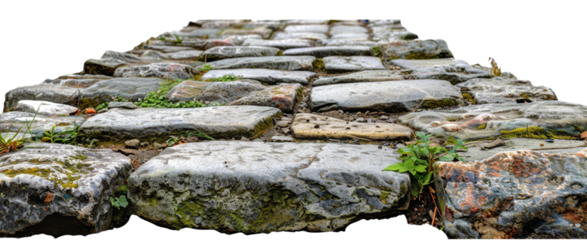 Rock stone sidewalk cut out transparent isolated on white background PNG file