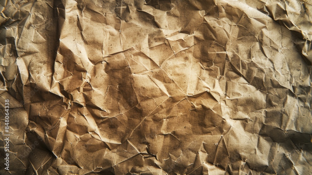 Poster A detailed view of a fragment of brown paper with subtle texture and folds