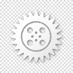 Gear icon, flat design. Machine sprocket gear icon. Realistic vector cogwheel sign symbol on a transparent background.