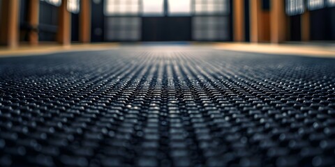Detailed image of black tatami mat in a gym setting. Concept Photography, Gym, Black Tatami Mat, Interior Design, Fitness