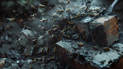 Swarming Crickets Converging on Truck Bed at Dusk