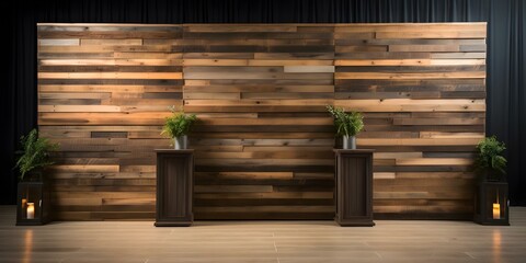 Use wooden backdrops for event signage or booth designs at trade shows. Concept Event Signage, Wooden Backdrops, Trade Shows, Booth Design