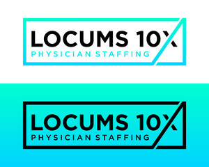 Logo design about the number 10, the letter X and an arrow pointing to the top right.