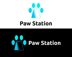 Logo design about dog paws and cellphone.