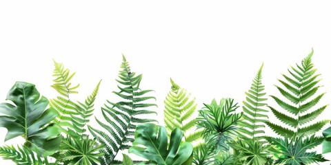 A collection of green plants on a white surface