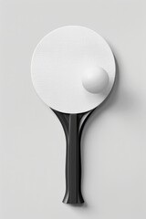 A ping pong paddle with a ball resting on its surface, ready for play