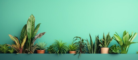 Eye catching colorful green plant photos. Creative banner. Copyspace image