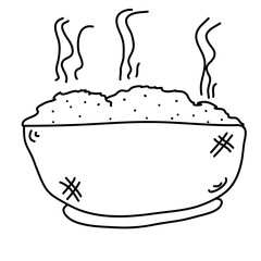 illustration of a hot bowl rice hand drawing