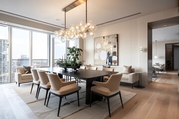 Fototapeta premium Elegant Dining Room Decor: Captivating Spaces for Stylish Dining Experiences