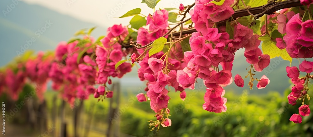 Sticker Grape vine flowers. Creative banner. Copyspace image