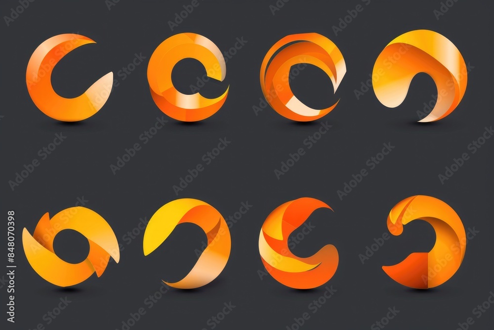 Poster a collection of six different orange 3d shapes for various uses