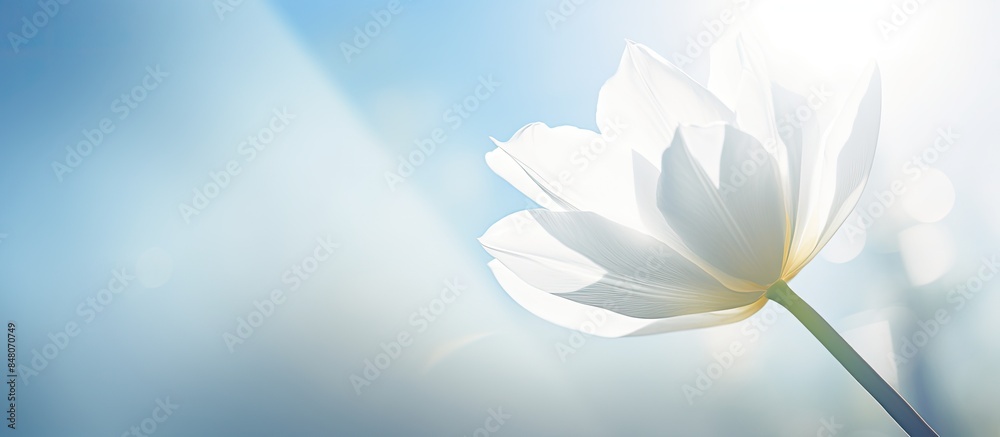 Aufkleber a macro shot of a white tulip under the sunlight. creative banner. copyspace image