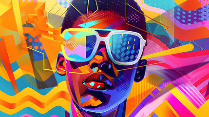 Fototapeta premium Vibrant Vibes: The Cool and Confident Youth in a Colorful World