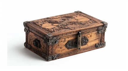 Old intricate box separated on a white background