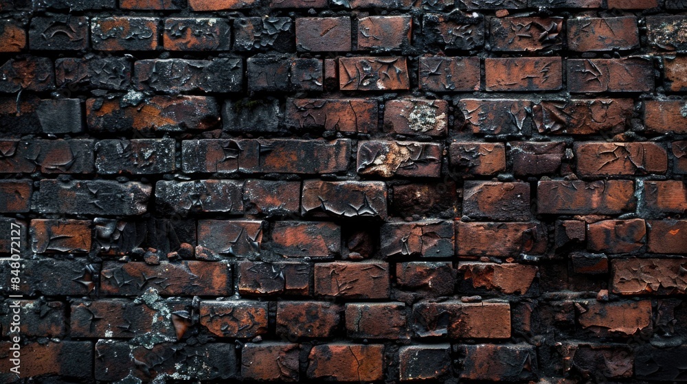 Poster a close-up shot of a rusty brick wall, perfect for use in industrial or architectural contexts